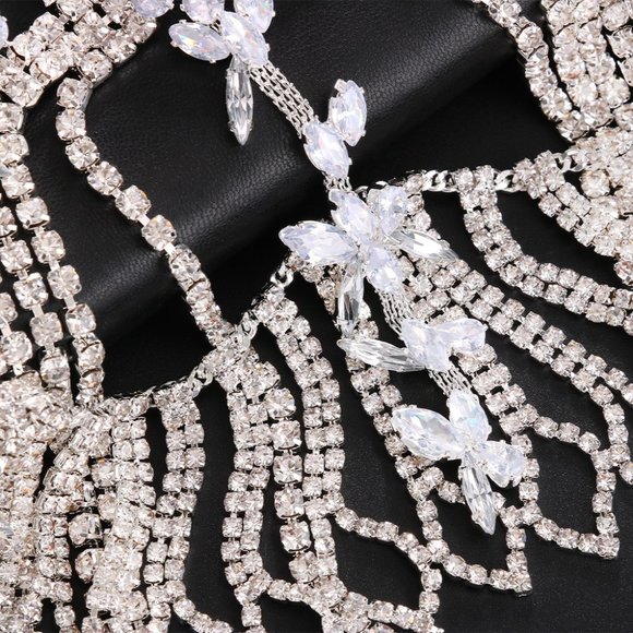 Crystal Tassel Head Chain Jewelry Women Rhinestone Flapper Cap Bridal Headpiece - Picture 3 of 5